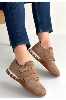 Kadın Sneaker Bej Süet Bağcıklı Günlük Spor Ayakkabı