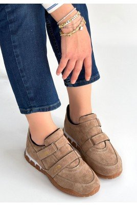 Kadın Sneaker Bej Süet Bağcıklı Günlük Spor Ayakkabı