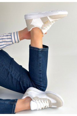 Kadın Sneaker Beyaz Cilt Bağcıklı Günlük Spor Ayakkabı