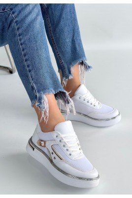Kadın Sneaker Beyaz Cilt Bağcıklı Günlük Spor Ayakkabı