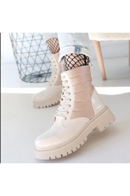 Kadın Bağcıklı Bot Bej Rugan Postal Tarz Günlük & Kışlık