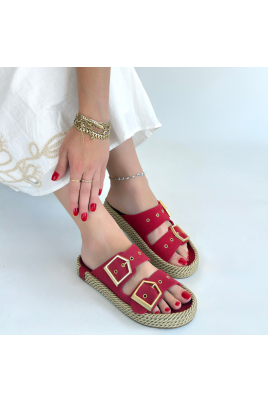 Kadın Terlik Kırmızı Nubuk Günlük Yazlık Rahat