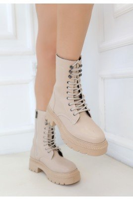 Kadın Bağcıklı Bot Nude Cilt Postal Tarz Günlük & Kışlık