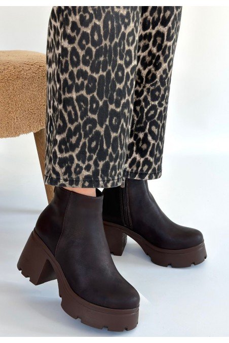 Kadın Topuklu Bot Acı Kahve Nubuk Şık Kısa Bot Günlük & Özel Gün