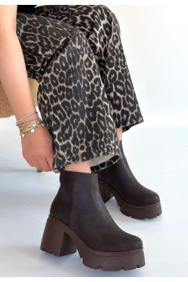 Kadın Topuklu Bot Acı Kahve Nubuk Şık Kısa Bot Günlük & Özel Gün