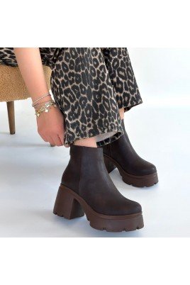 Kadın Topuklu Bot Acı Kahve Nubuk Şık Kısa Bot Günlük & Özel Gün