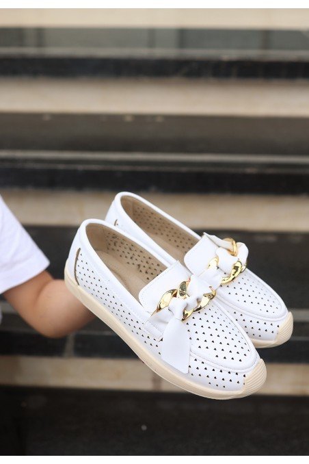 Riwan Beyaz Cilt Babet Ayakkabı