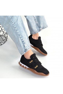 Kadın Sneaker Siyah Süet Bağcıklı Günlük Spor Ayakkabı