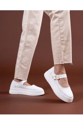 Kadın Sneaker Beyaz Keten Bağcıklı Günlük Spor Ayakkabı