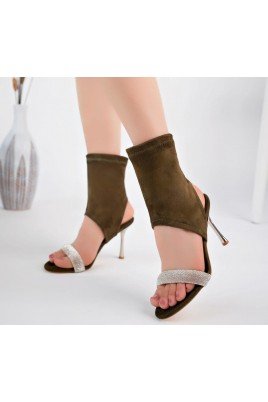 Kadın Bot Yeşil Süet Kısa Bot Rahat Taban Günlük Kullanım