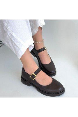 Yokox Kahverengi Cilt Oxford Ayakkabı