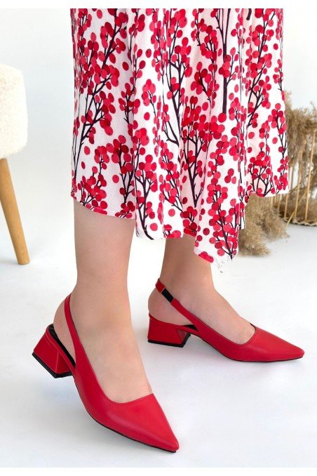 Morji Kırmızı Cilt Topuklu Ayakkabı