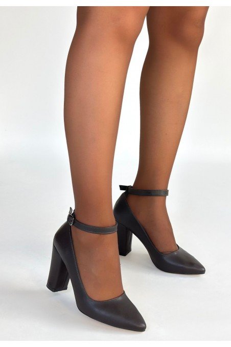 Kadın Topuklu Ayakkabı Kahverengi Cilt Ofis & Günlük Şık