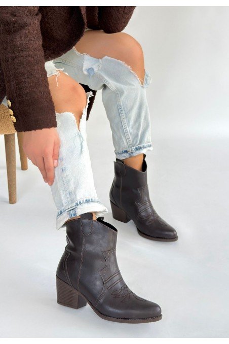 Akver Acı Kahve Cilt Topuklu Bot