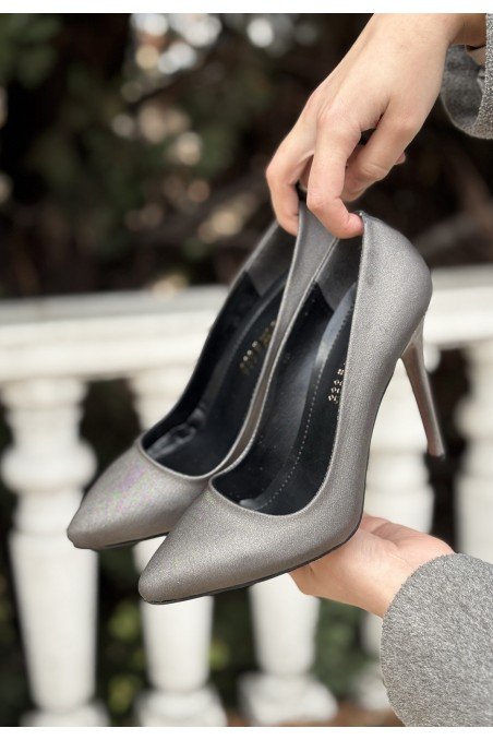Kadın Stiletto Topuklu Ayakkabı Ten Saten Şık İnce Topuk Abiye Gece