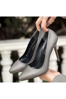 Hillar Platin Saten Stiletto Ayakkabı