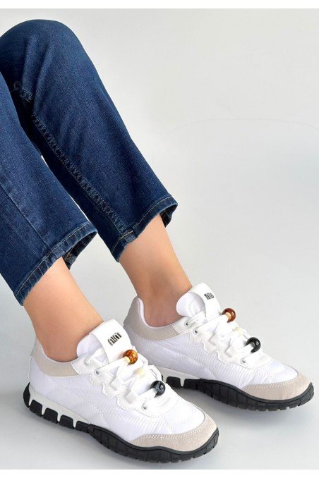 Kadın Sneaker Beyaz Nubuk Bağcıklı Günlük Spor Ayakkabı