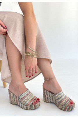 Tlay Kilim Desenli Dolgu Topuk Terlik