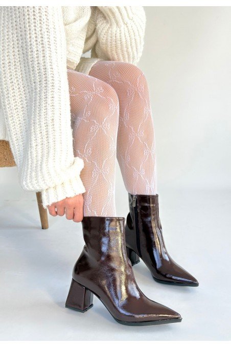 Kadın Topuklu Bot Bordo Rugan Şık Kısa Bot Günlük & Özel Gün