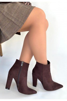 Kadın Topuklu Bot Açık Kahve Süet Şık Kısa Bot Günlük & Özel Gün