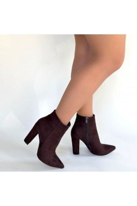 Kadın Topuklu Bot Açık Kahve Süet Şık Kısa Bot Günlük & Özel Gün
