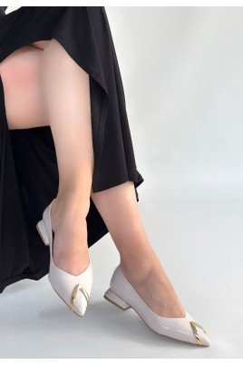 Kadın Babet Ayakkabı Bej Rugan Rahat Düz Taban Günlük