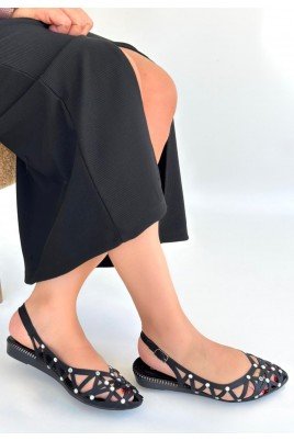 Faty Siyah Cilt Babet Ayakkabı