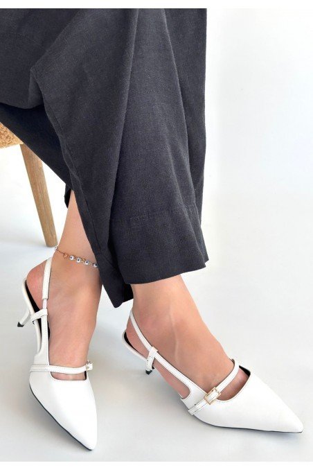 Darina Beyaz Cilt Topuklu Ayakkabı