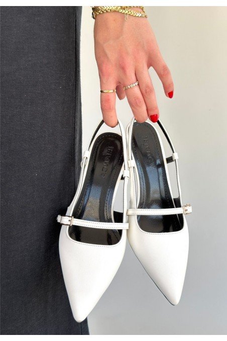 Darina Beyaz Cilt Topuklu Ayakkabı