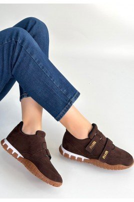 Kadın Sneaker Kahverengi Süet Bağcıklı Günlük Spor Ayakkabı