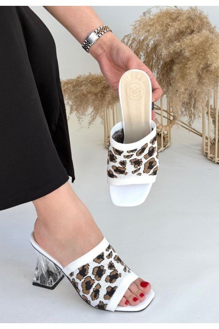 Evra Zebra Triko Topuklu Terlik