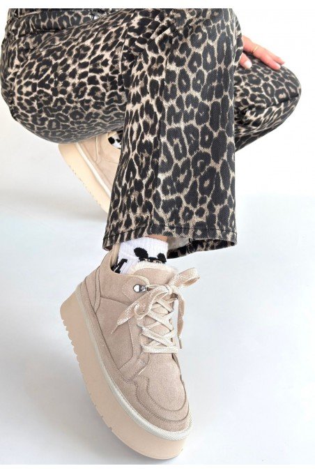 Muden Bej Süet Bağcıklı Bot