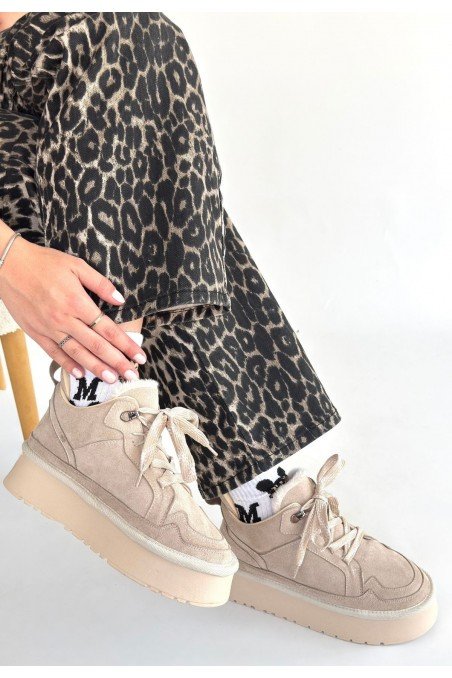 Muden Bej Süet Bağcıklı Bot