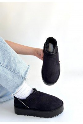 Kadın Bot Siyah Süet Kısa Bot Rahat Taban Günlük Kullanım