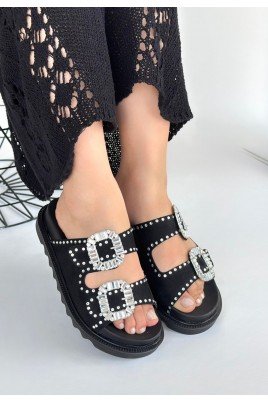 Kadın Terlik Siyah Nubuk Günlük Yazlık Rahat