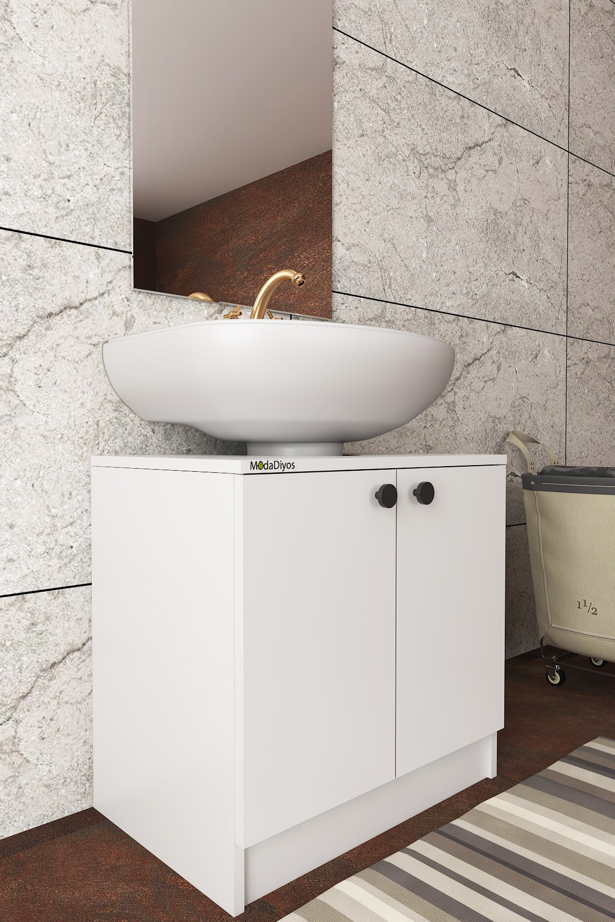 Modelisa Lavabo Altı Dolap, Banyo Dolabı Beyaz görsel 3