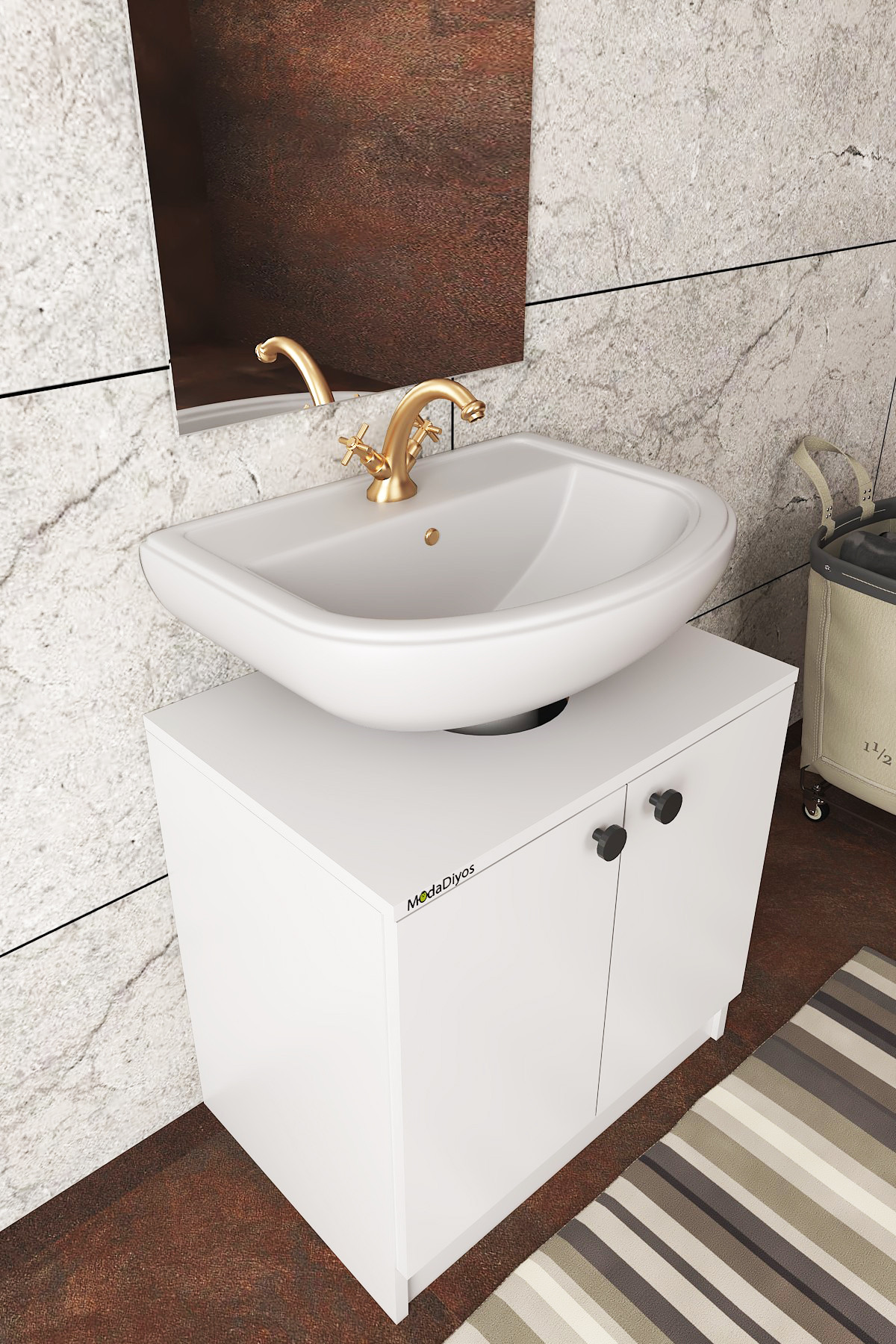 Modelisa Lavabo Altı Dolap, Banyo Dolabı Beyaz görsel 4