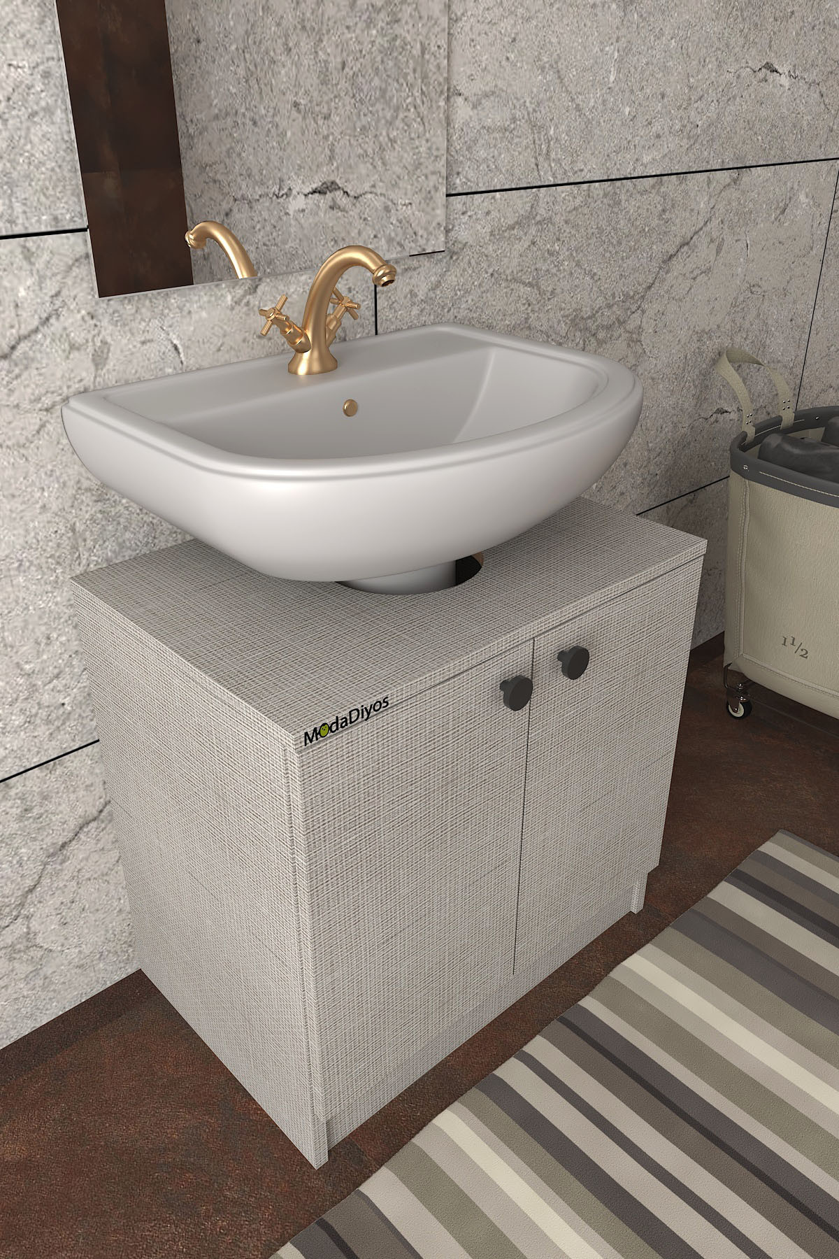 Modelisa Lavabo Altı Dolap, Banyo Dolabı Koton vizon görsel 5