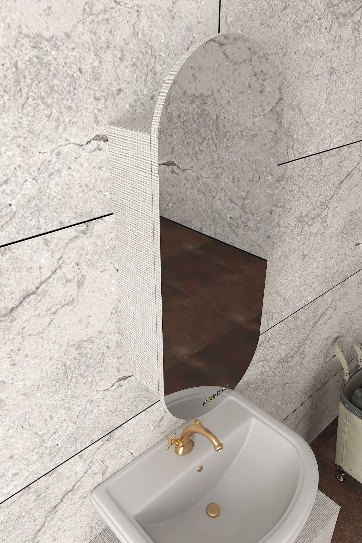 Elise Lavabo Üstü Banyo Dolabı ( MDF ) Koton Vizon görsel 4