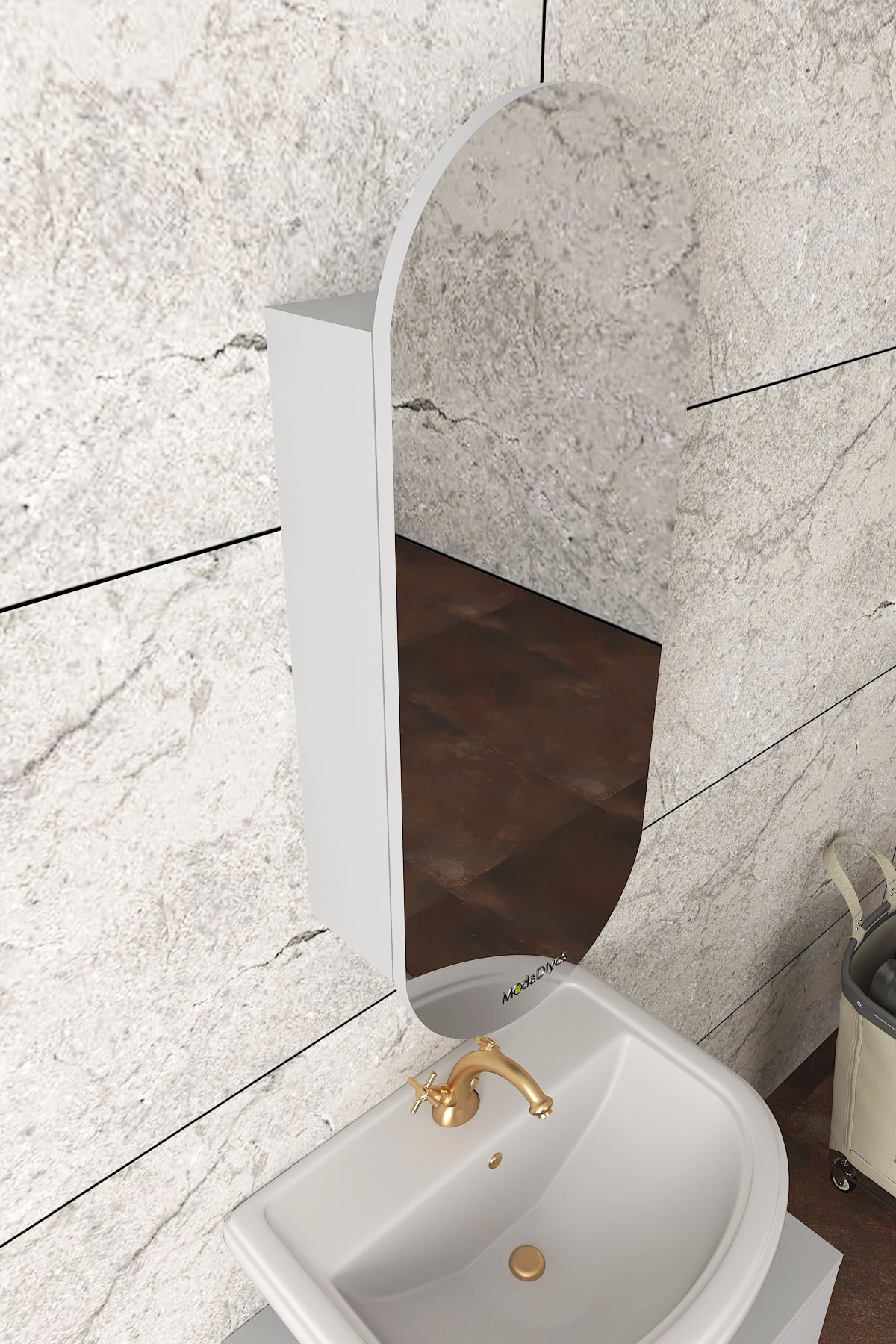 Elise Lavabo Üstü Banyo Dolabı ( MDF ) Gri görsel 4