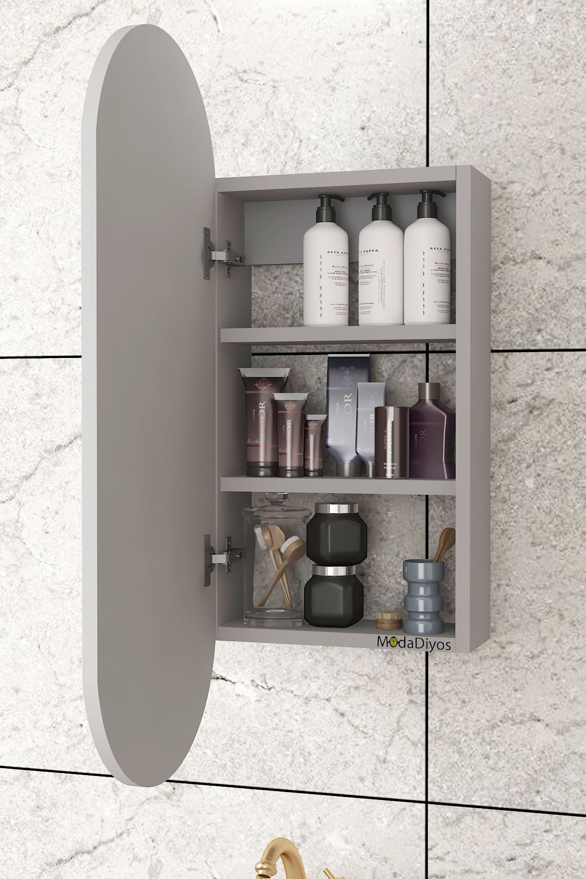Elise Lavabo Üstü Banyo Dolabı ( MDF ) Gri görsel 2