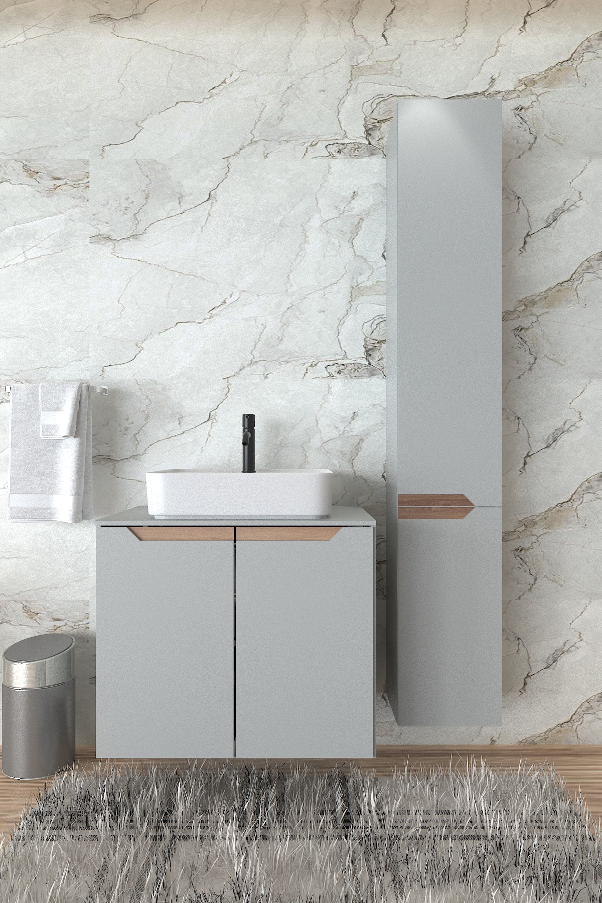 Frenna Lavabo Dolabı ve Banyo Boy Dolap 2 si Birarada - Banyo Dolabı | ModaDiyos