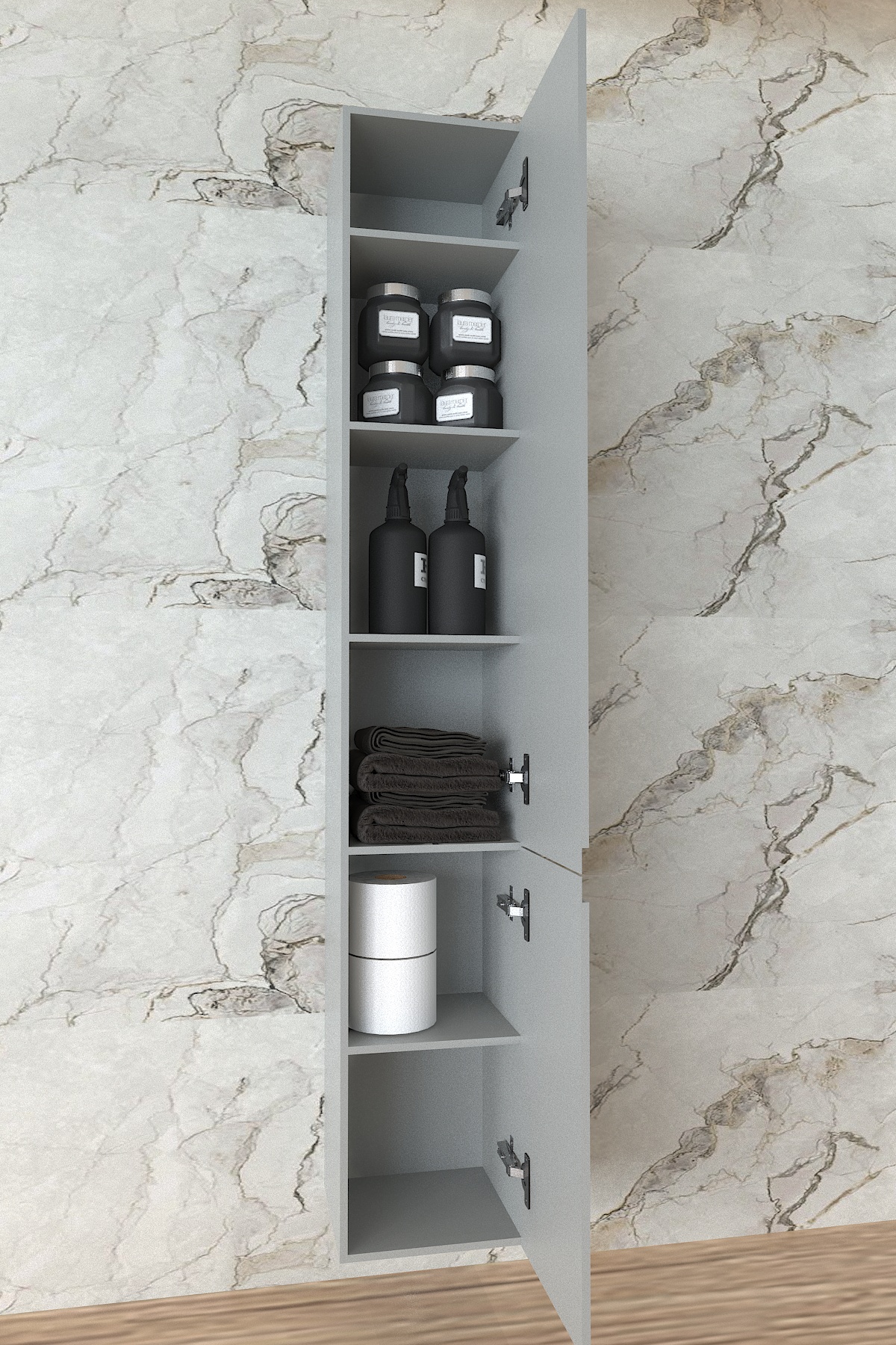 Serri Banyo Boy Dolap, Çok Amaçlı Depolama Dolabı - Banyo Dolabı - Görsel 4