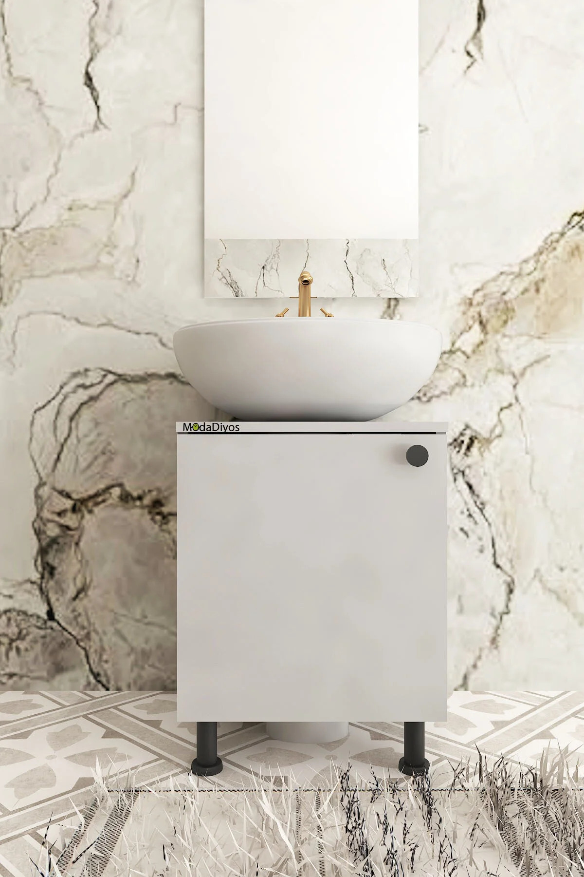Modelisa Mini Lavabo Altı Dolap, Ayaklı Banyo Dolabı - Mdf - Banyo Dolabı - Görsel 2