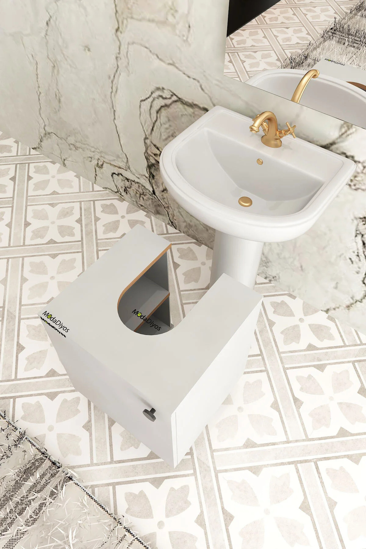 Modelisa Mini Lavabo Altı Dolap, Ayaklı Banyo Dolabı - Mdf - Banyo Dolabı