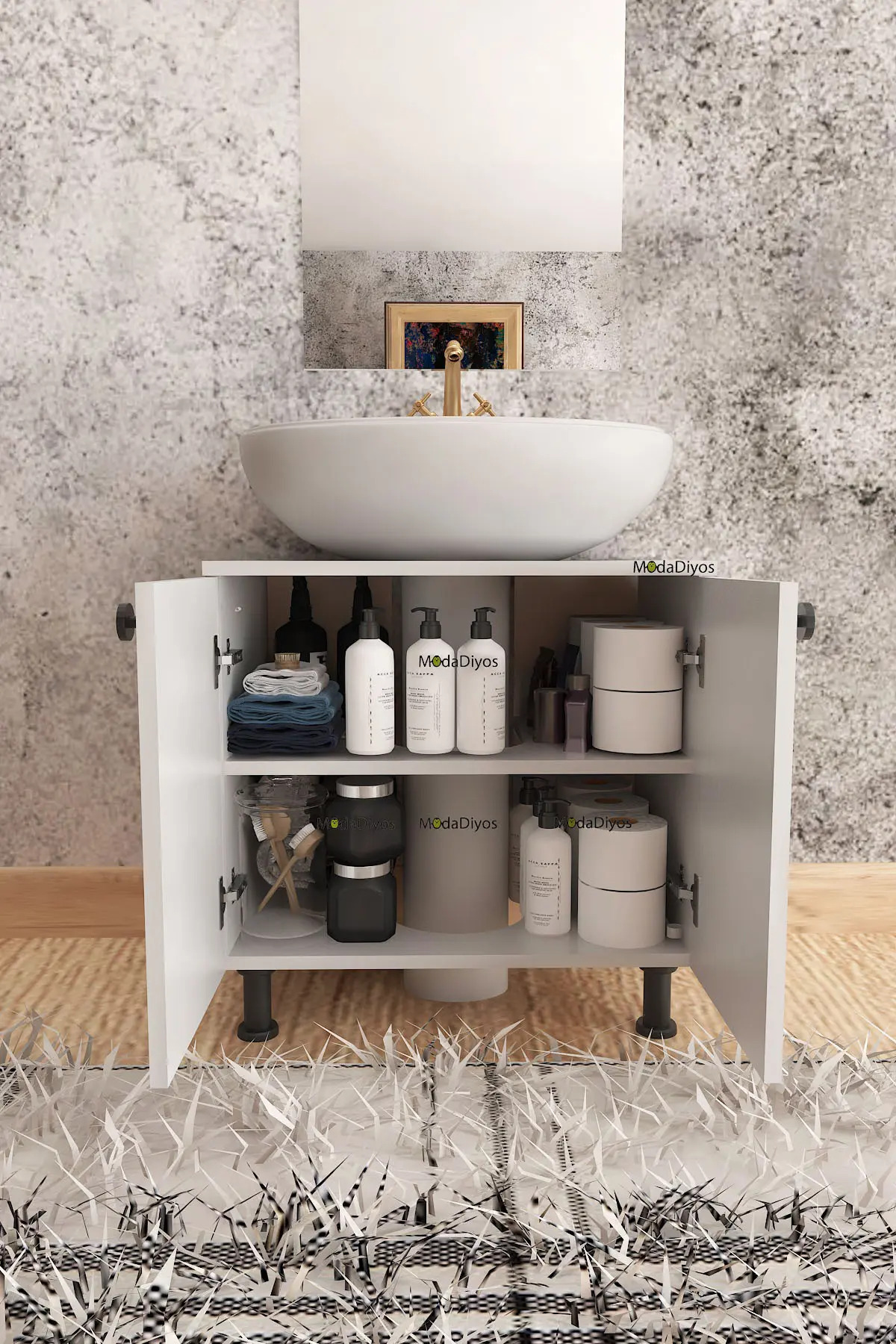 Modelisa Lavabo Altı Dolap, Ayaklı Banyo Dolabı Mdf - Banyo Dolabı - Görsel 2