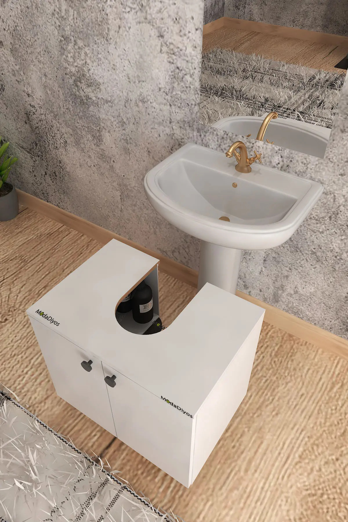 Modelisa Lavabo Altı Dolap, Ayaklı Banyo Dolabı Mdf - Banyo Dolabı
