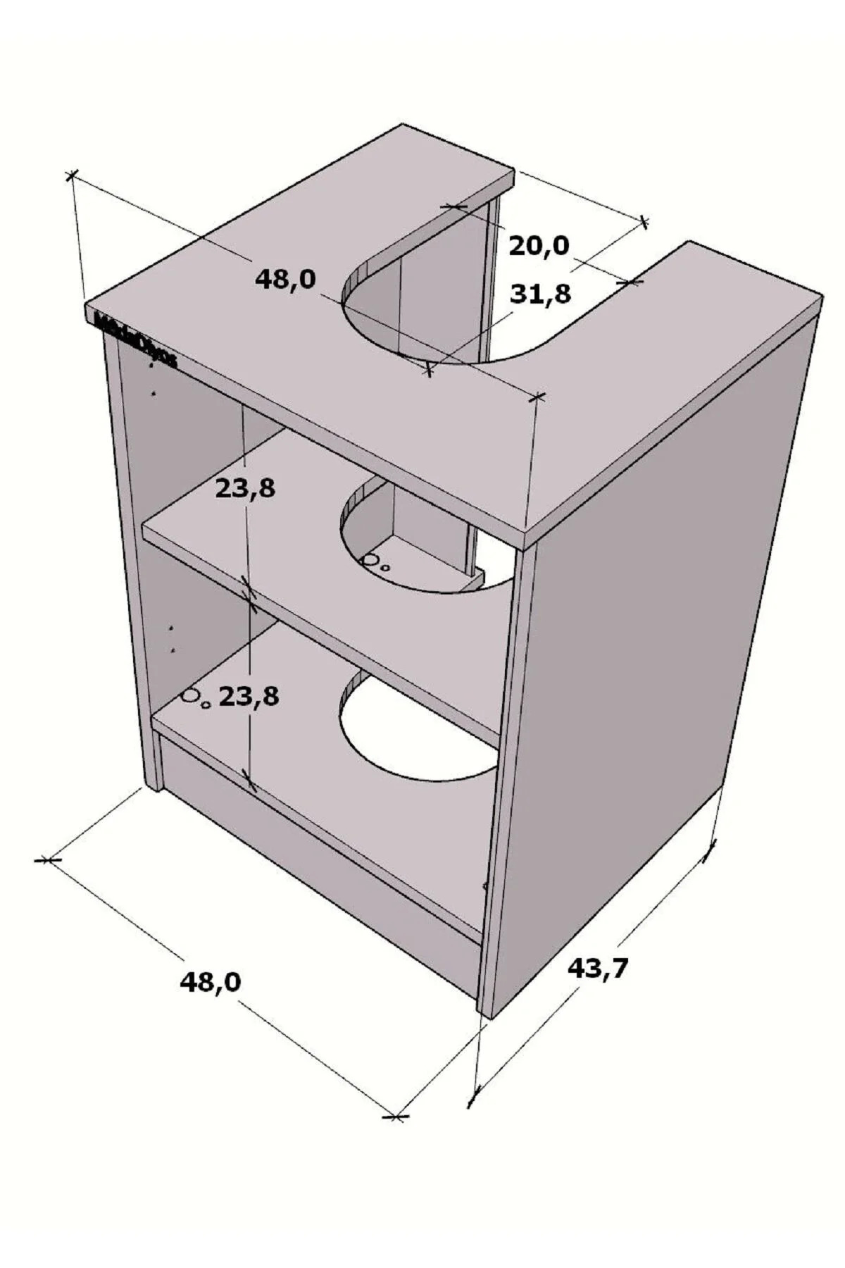 Modelisa Lavabo Altı Dolap, Ayaklı Banyo Dolabı Mdf - Banyo Dolabı - Görsel 3