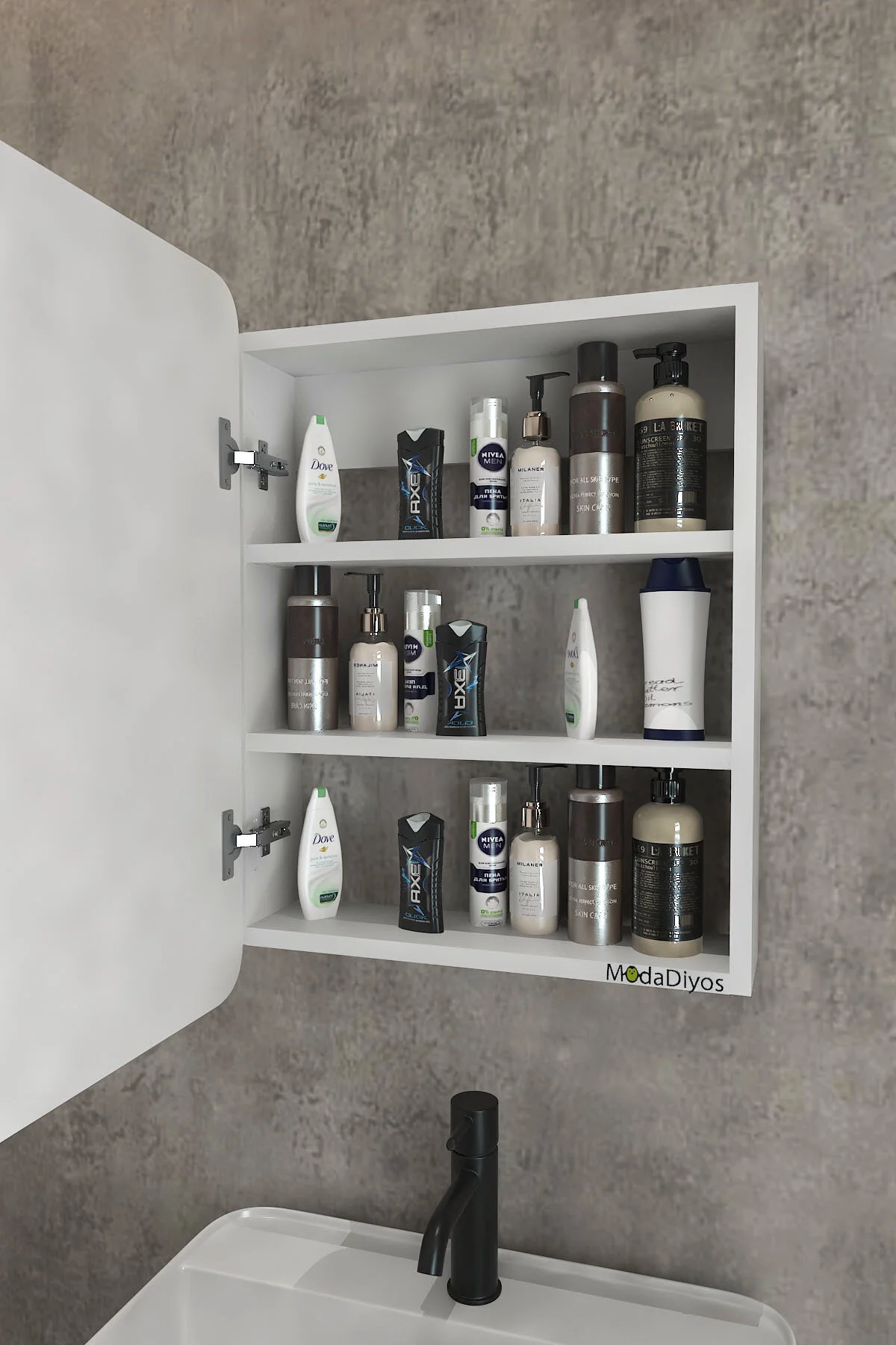 Oval Kapaklı %100 MDF Aynalı Banyo Dolabı Üstü 70x50 Üst Dolap - Banyo Dolabı - Görsel 5