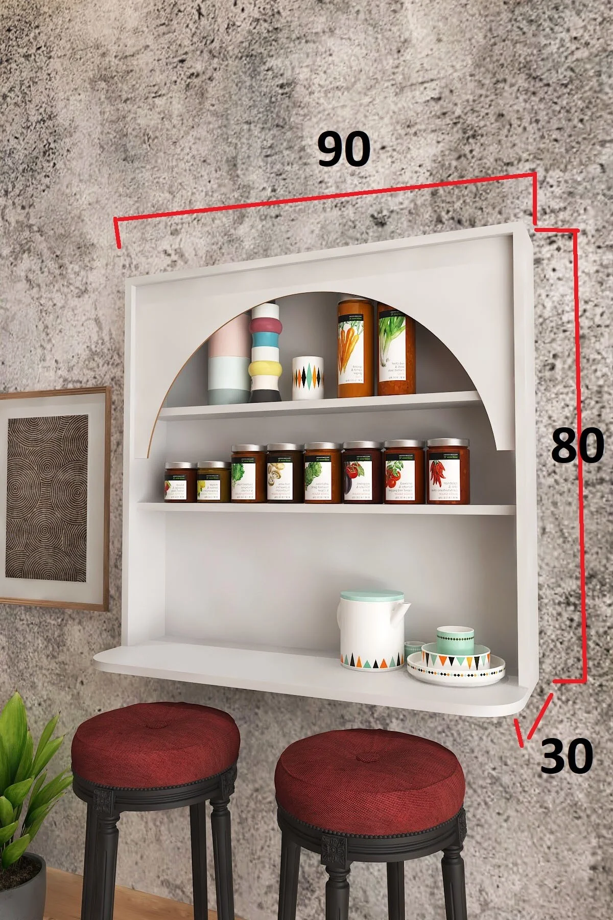 Kahve Köşesi Dolabı Depolama Alanı Çok Amaçlı Dolap Modern Kahve Köşesi - Mutfak Dolabı / Ünitesi - Görsel 3